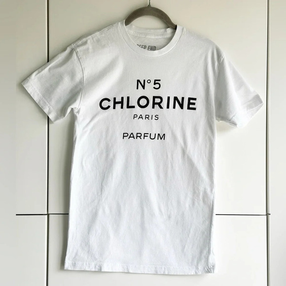 Deep End T Shirt Swimmers Chlorine N 5 White Swim XS Club Swim Year Round Swim - Picture 1 of 4